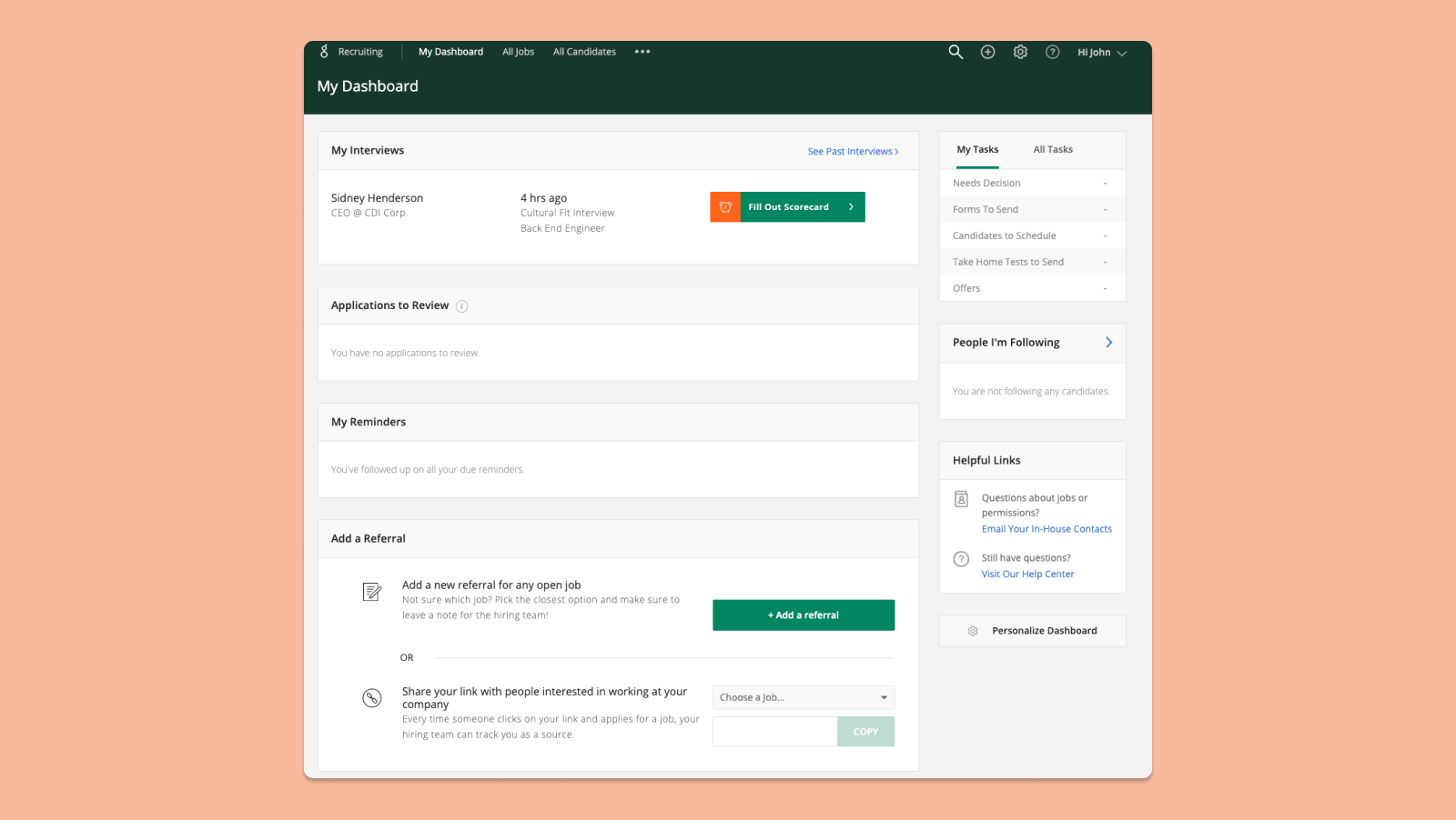 Greenhouse dashboard